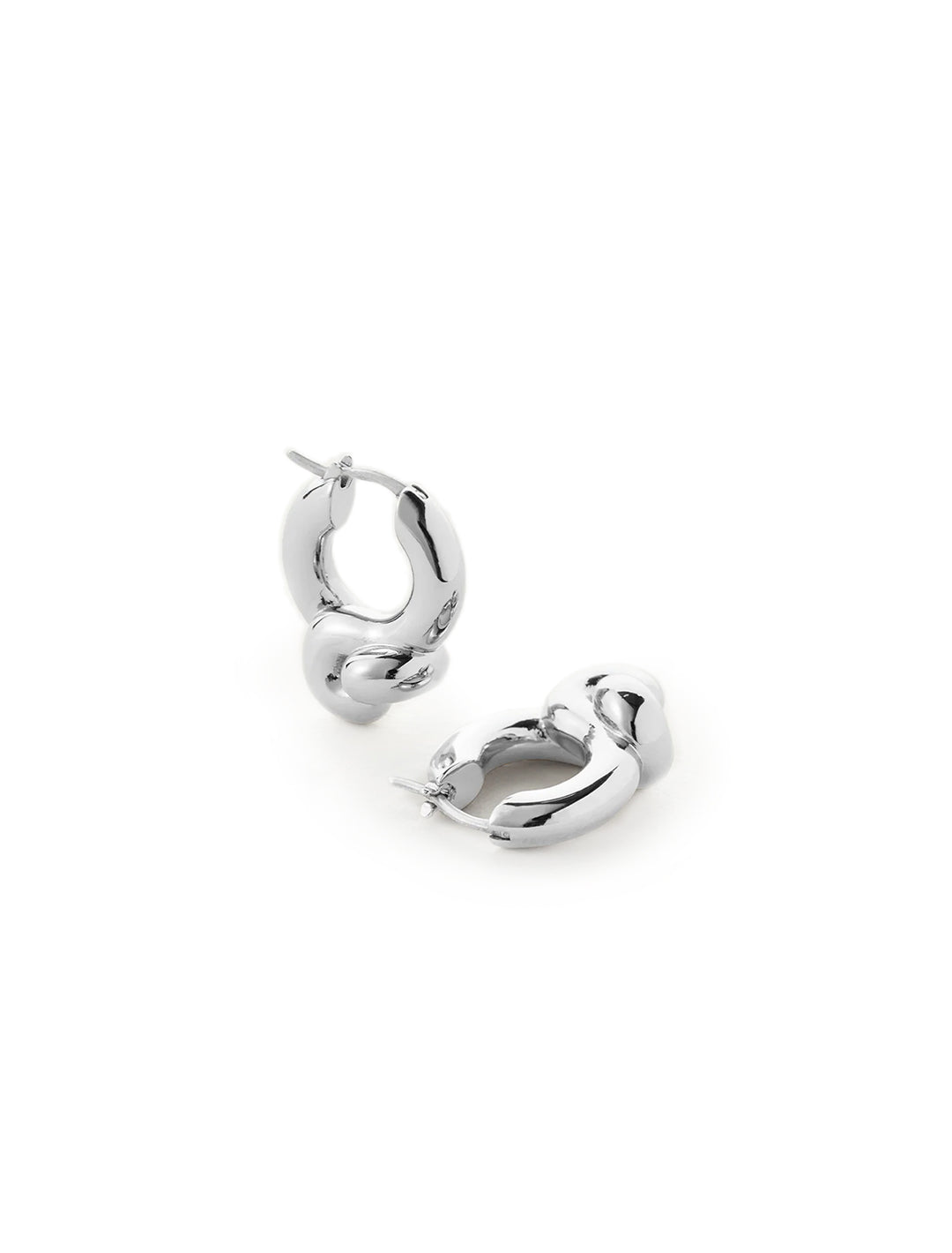 Front view of Jenny Bird's maeve small hoops in silver.