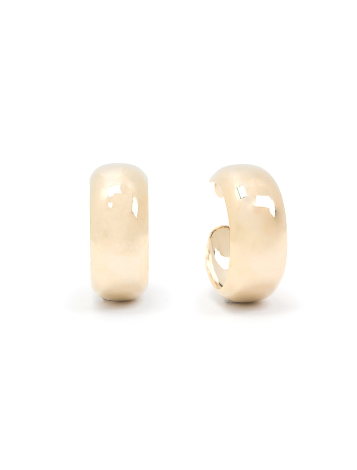 Front view of AV Max's plain dome hoops in gold.