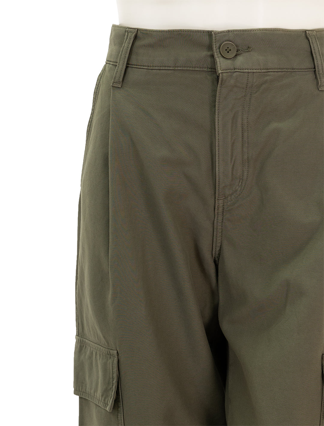 Close-up view of AGOLDE's jericho pant in fatigue.