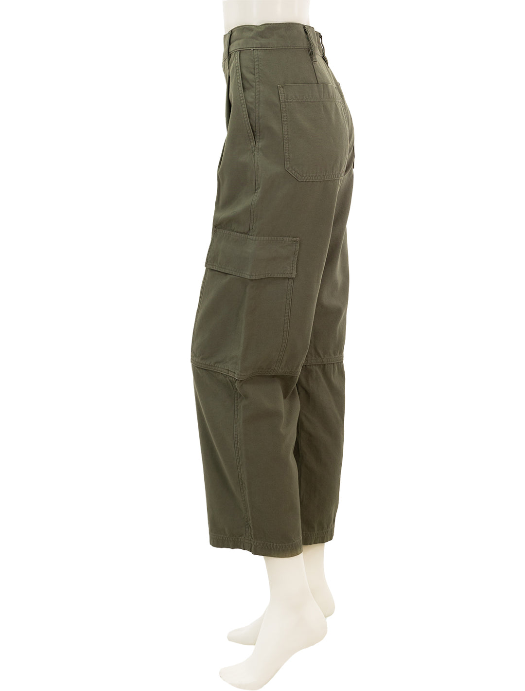 Side view of AGOLDE's jericho pant in fatigue.