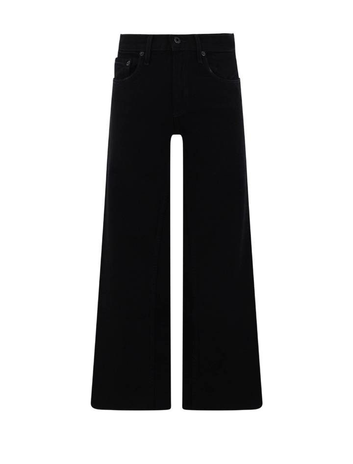 crop wide leg in black resin jeans