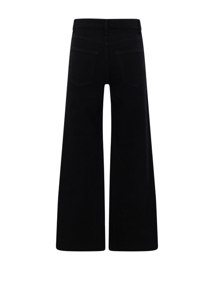 crop wide leg in black resin jeans