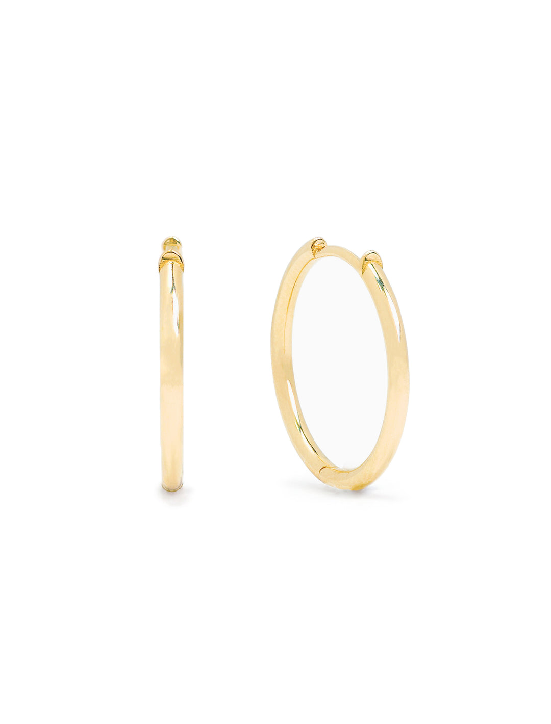 Front view of Zoe Chicco's 14k large hinged huggie hoops.
