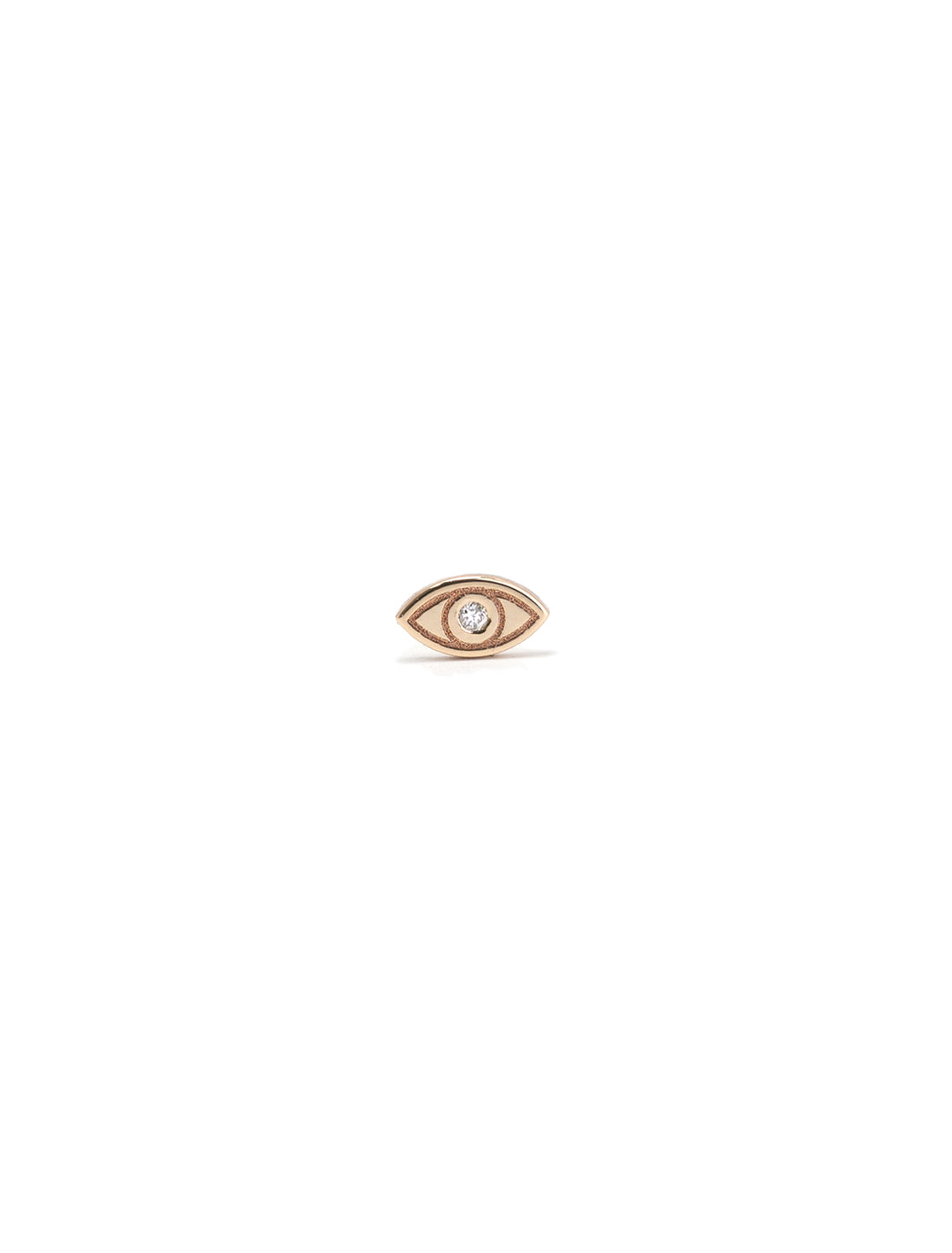 Front view of Zoe Chicco's 14k itty bitty evil eye stud - single.