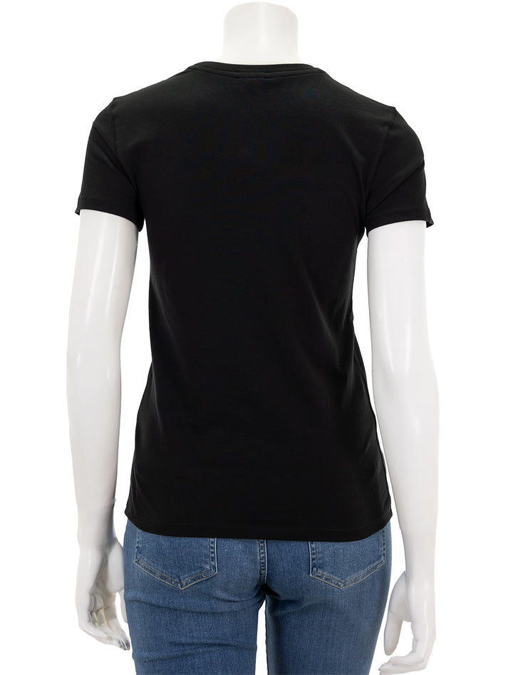 Back view of Patrick Assaraf's short sleeve iconic fitted crew in black.