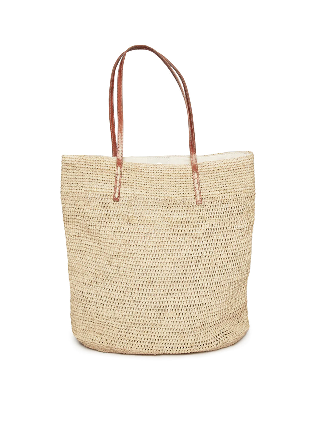 Front view of Hat Attack's lucia tote in natural.