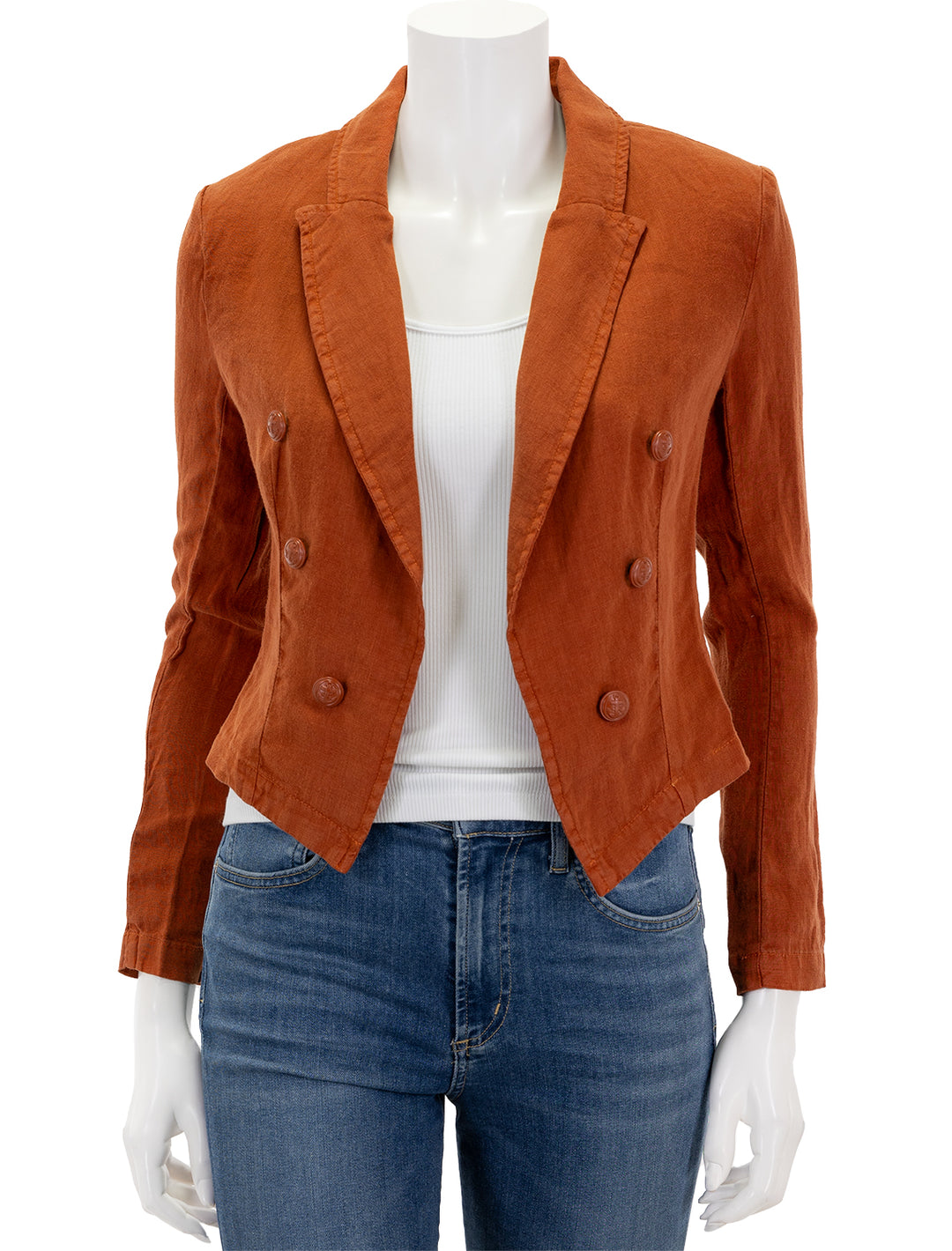 Front view of L'agence's wayne cropped blazer in sienna.