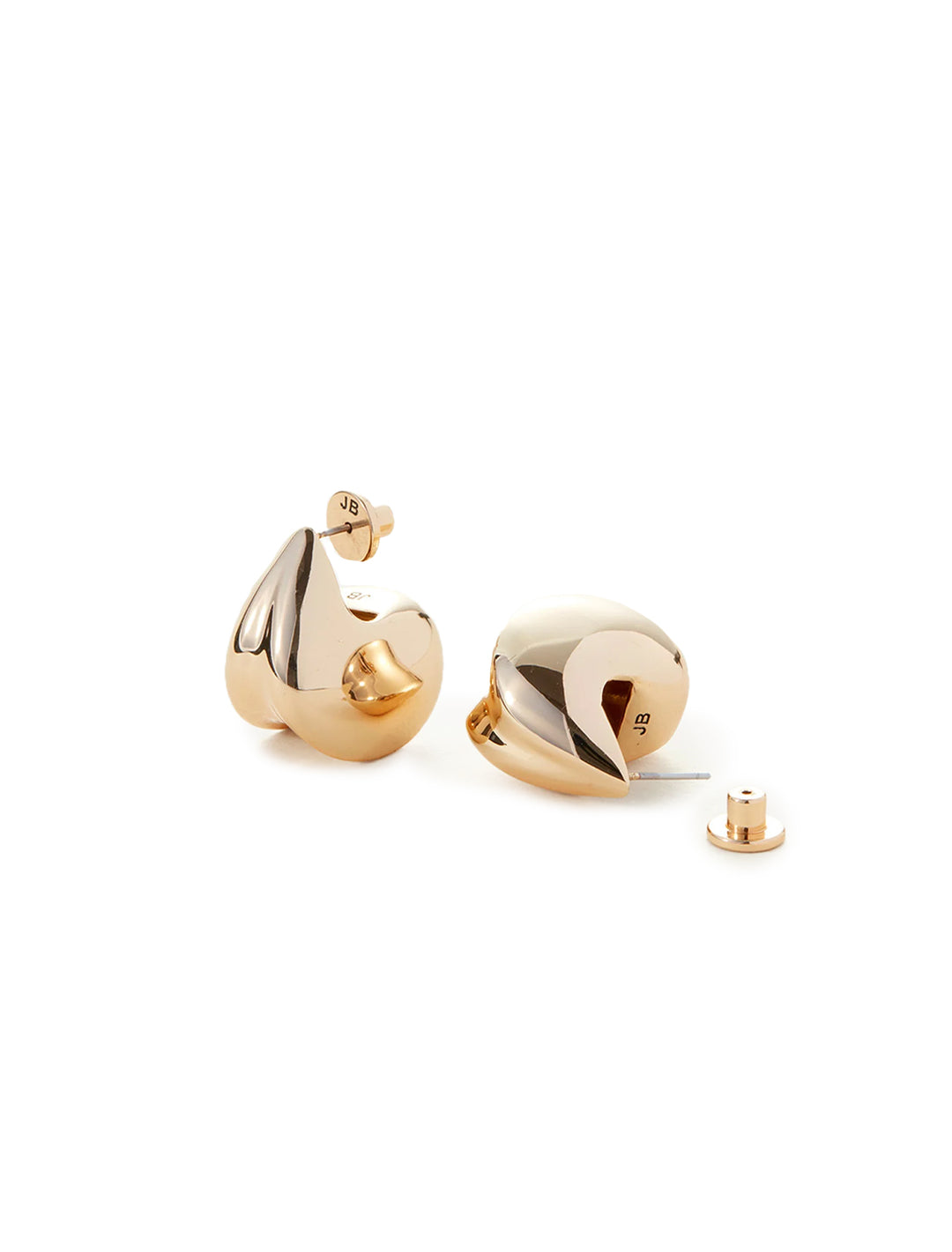 Front view of Jenny Bird's nouveaux puff earrings in gold.