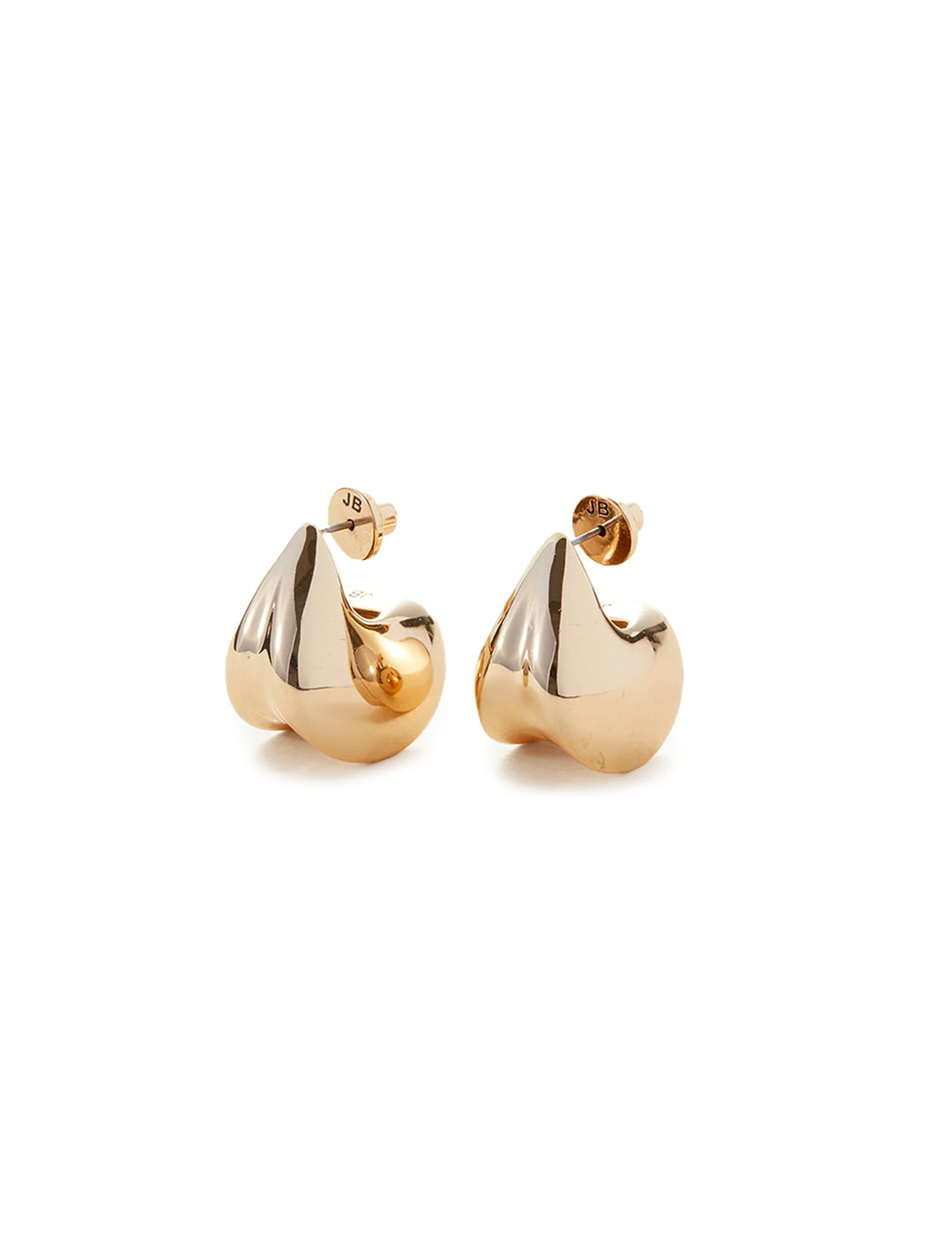 Alternative front view of Jenny Bird's nouveaux puff earrings in gold.