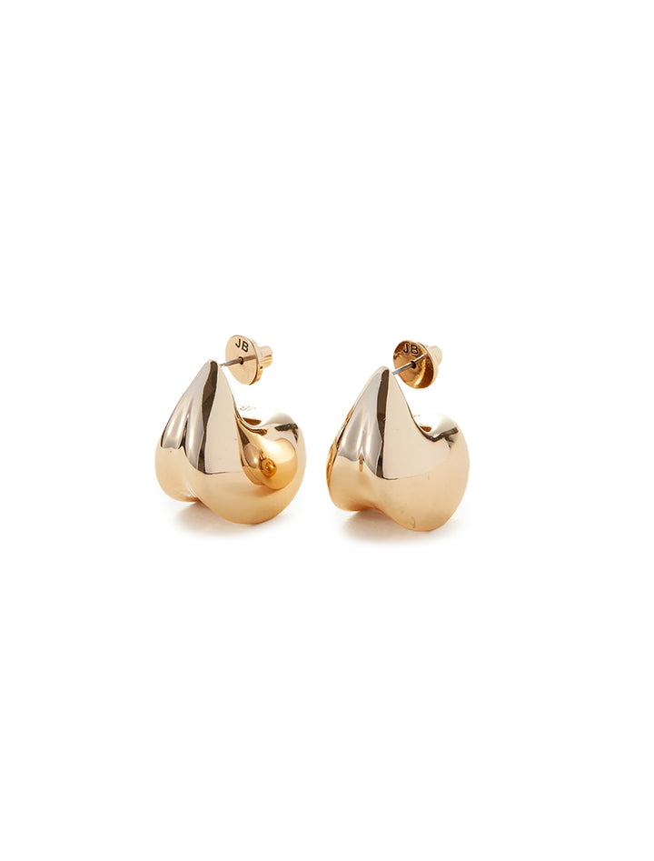 Alternative front view of Jenny Bird's nouveaux puff earrings in gold.