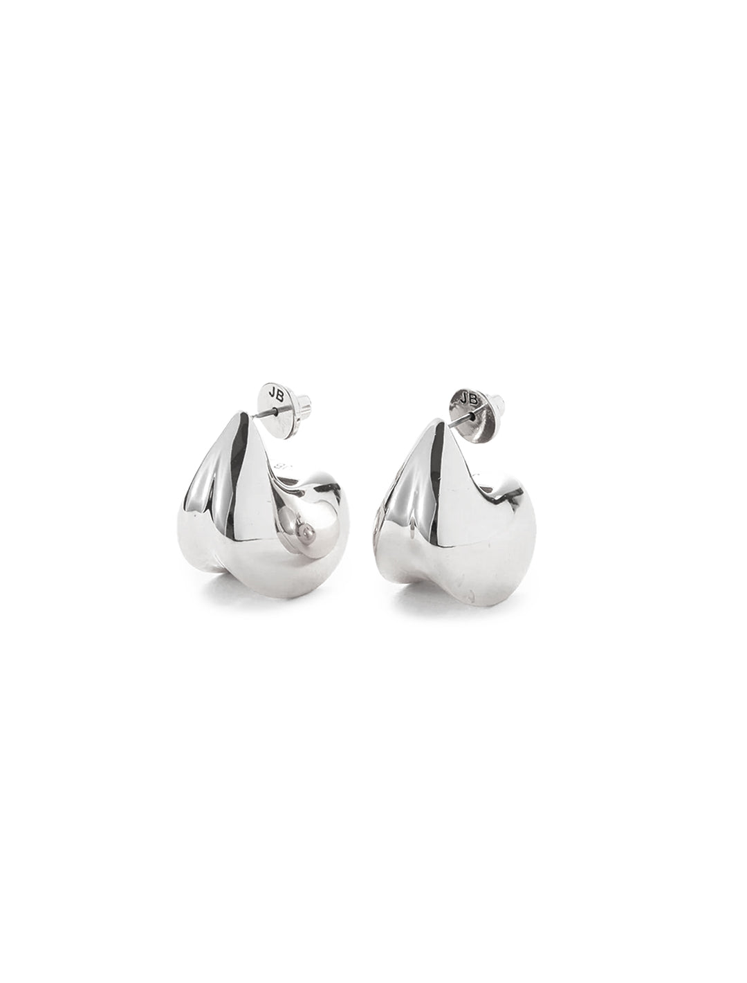 Alternative front view of Jenny Bird's nouveaux puff earrings in silver.