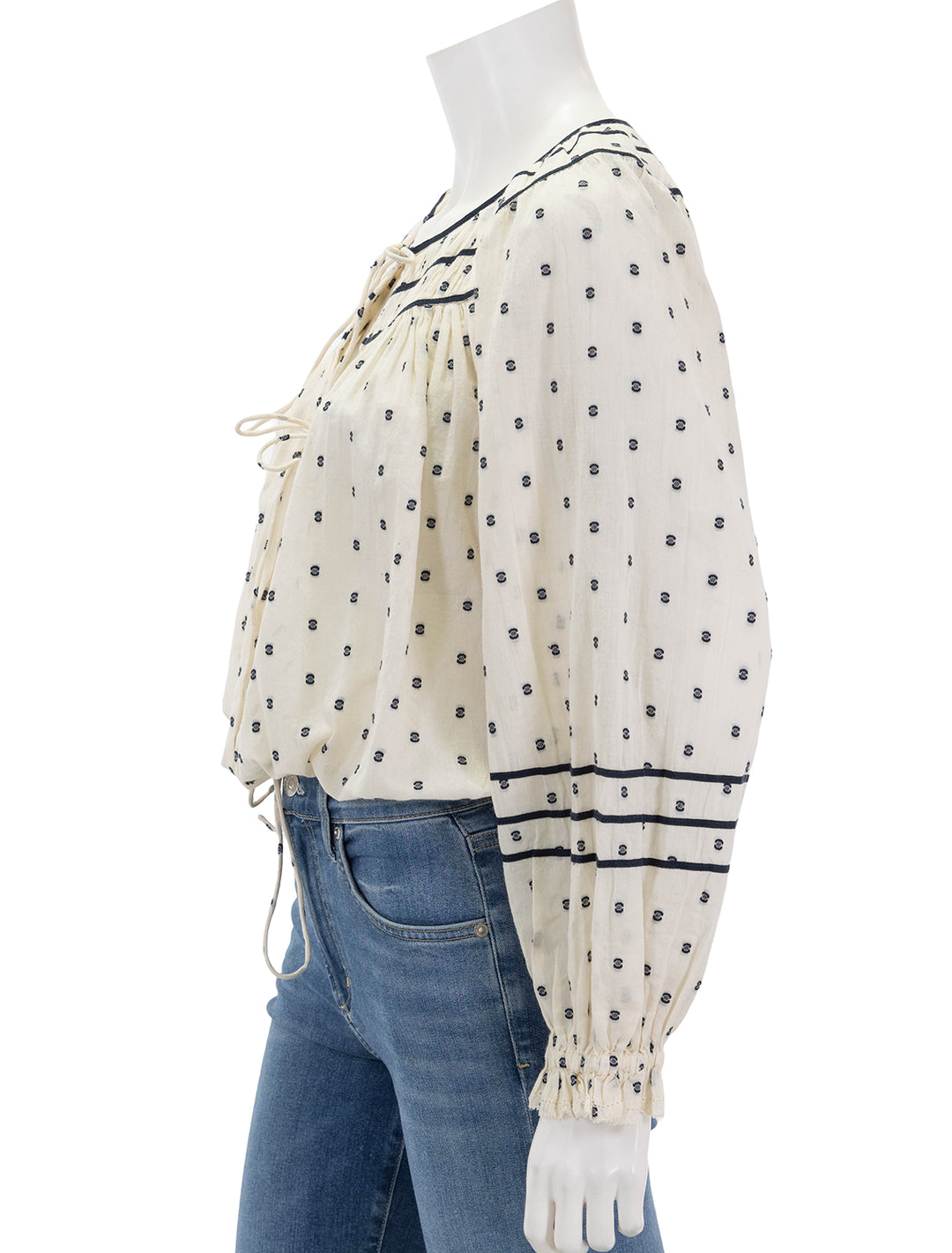 Side view of Ulla Johnson's francoise blouse in ivory.