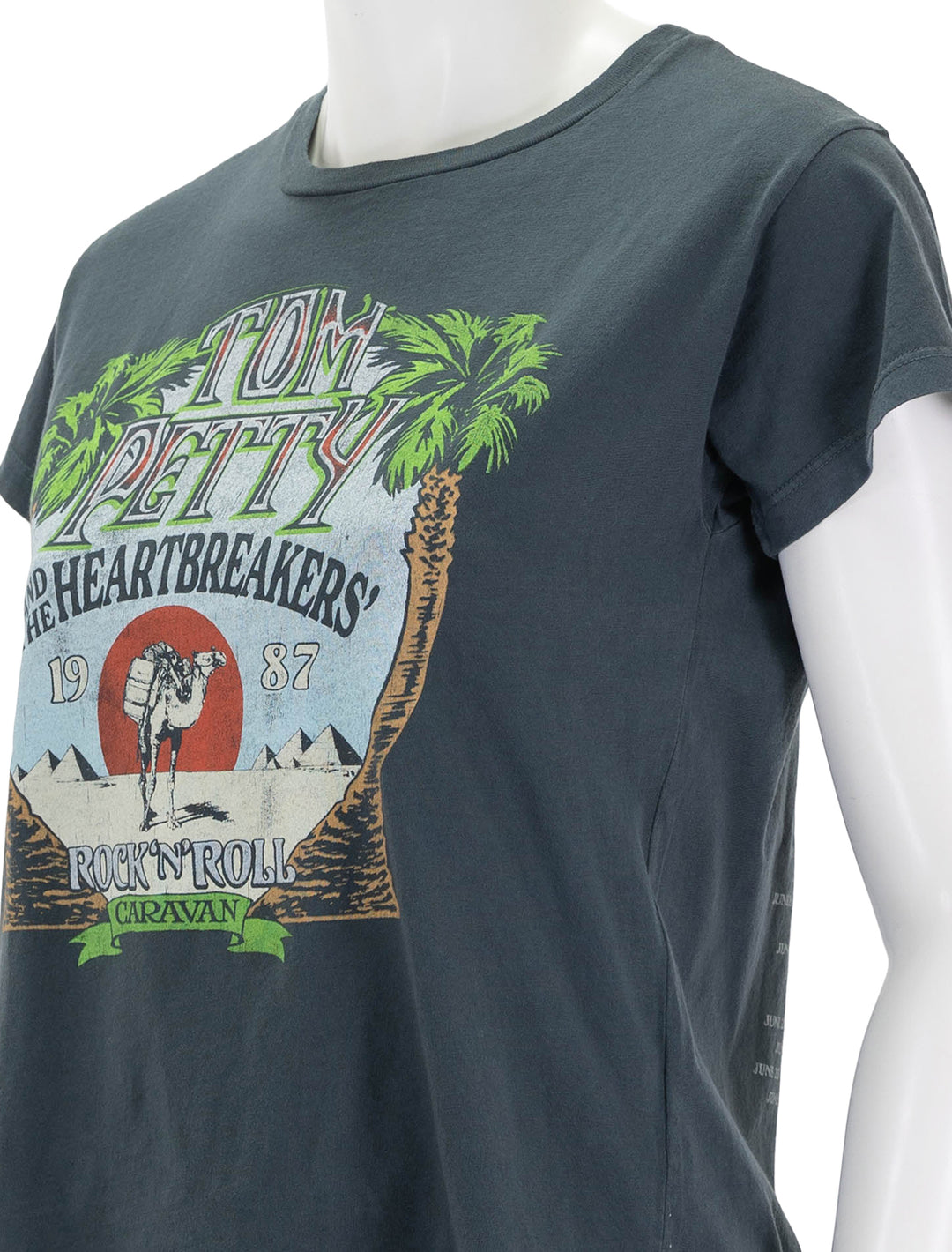 Close-up view of Daydreamer's tom petty rock n roll caravan solo tee.