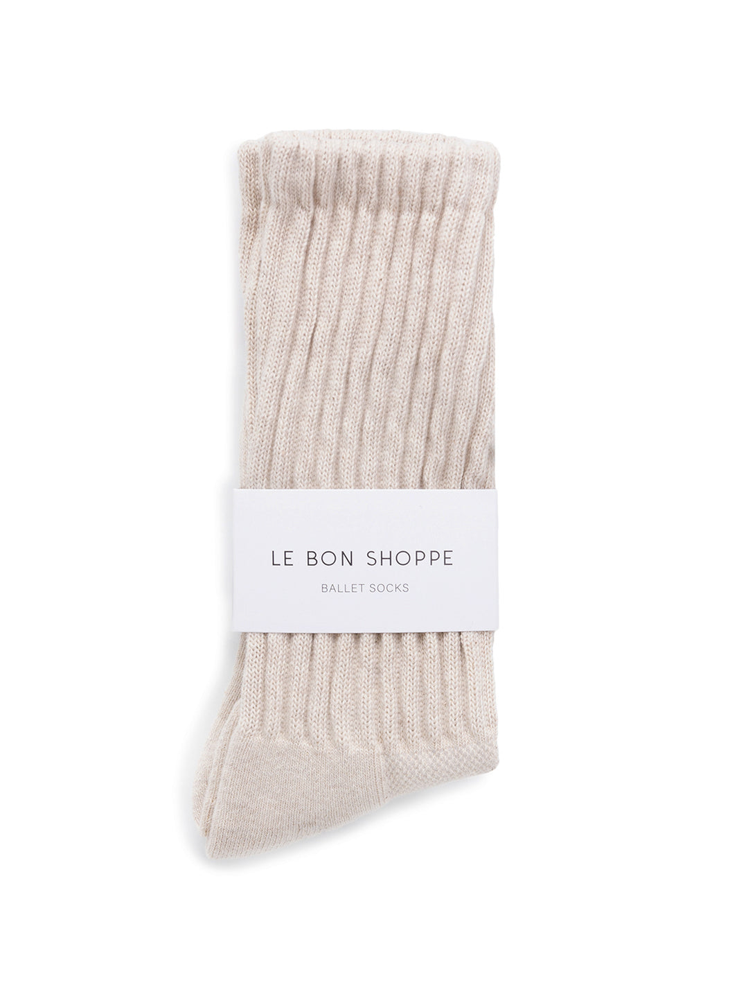 Front view of Le Bon Shoppe's ballet socks in oatmeal.