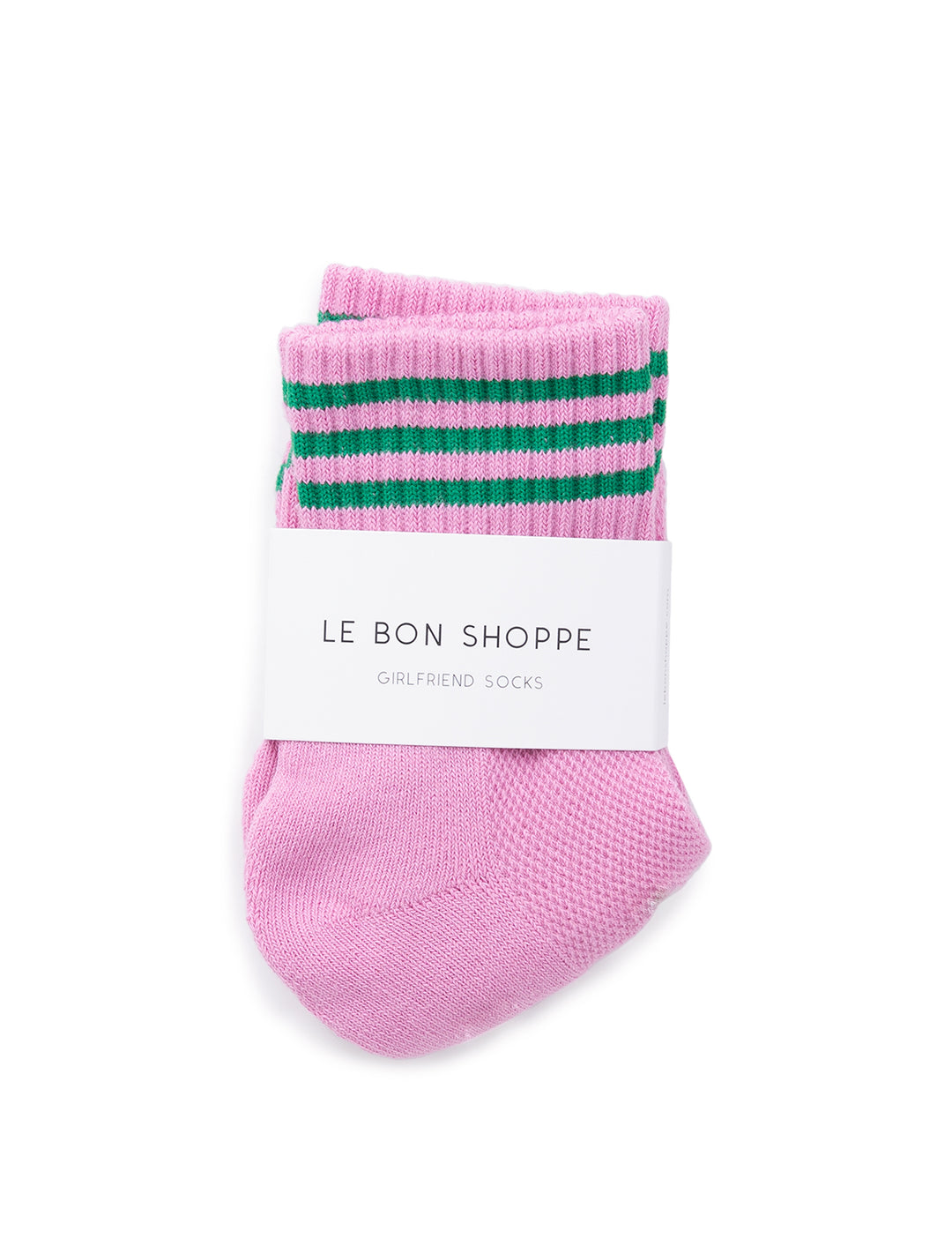 Front view of Le Bon Shoppe's girlfriend socks in rose pink.