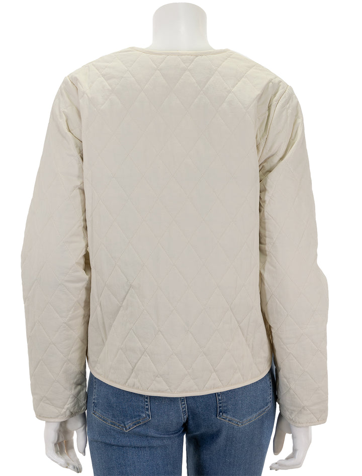 Back view of Barbour's caroline quilted jacket in antique white.