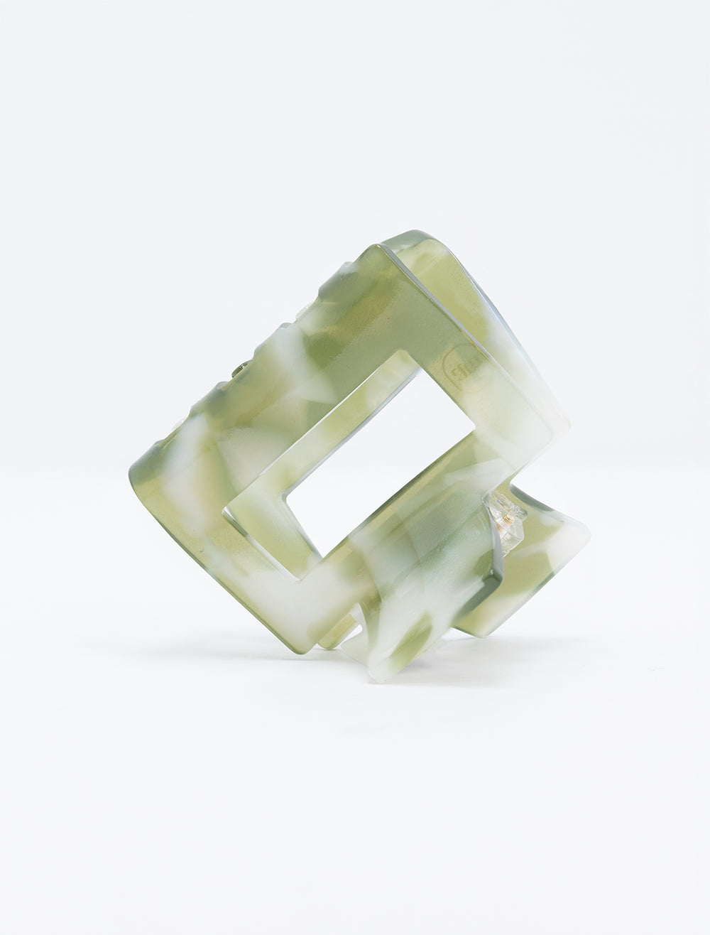 Alternative angle view of Tiepology's Eco Kylie Hair Clip in Olive Pearl.