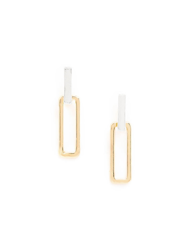 Front view of AV Max's Paperclip Chain Post Earrings in Two Tone.