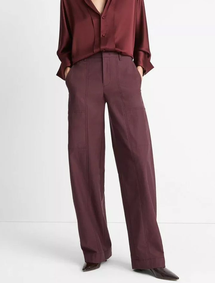 mid rise utility pants in cherry night