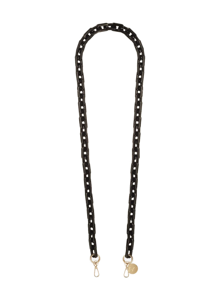 Front view of La Coque Francaise emmy strap in noir 120 cm.