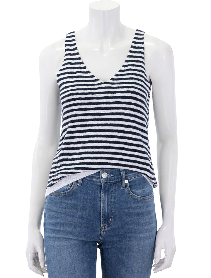 cambell sweater tank in navy and white stripe