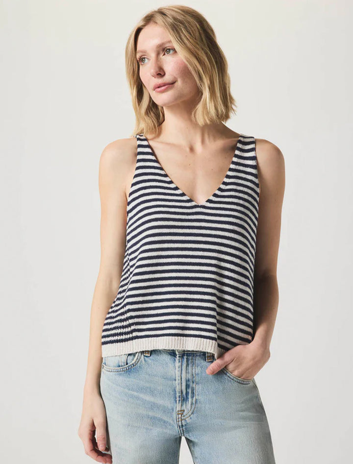 cambell sweater tank in navy and white stripe