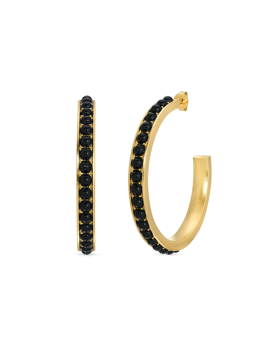bali beaded hoops in black onyx