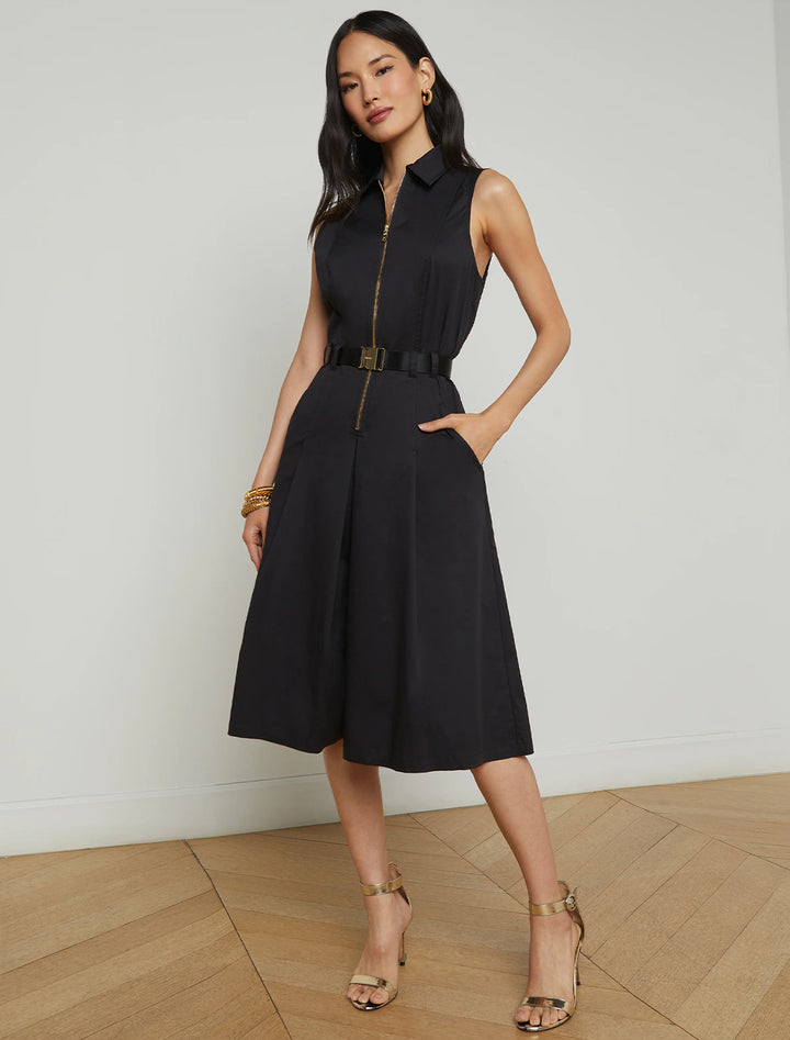 kylo belted shirt dress in black