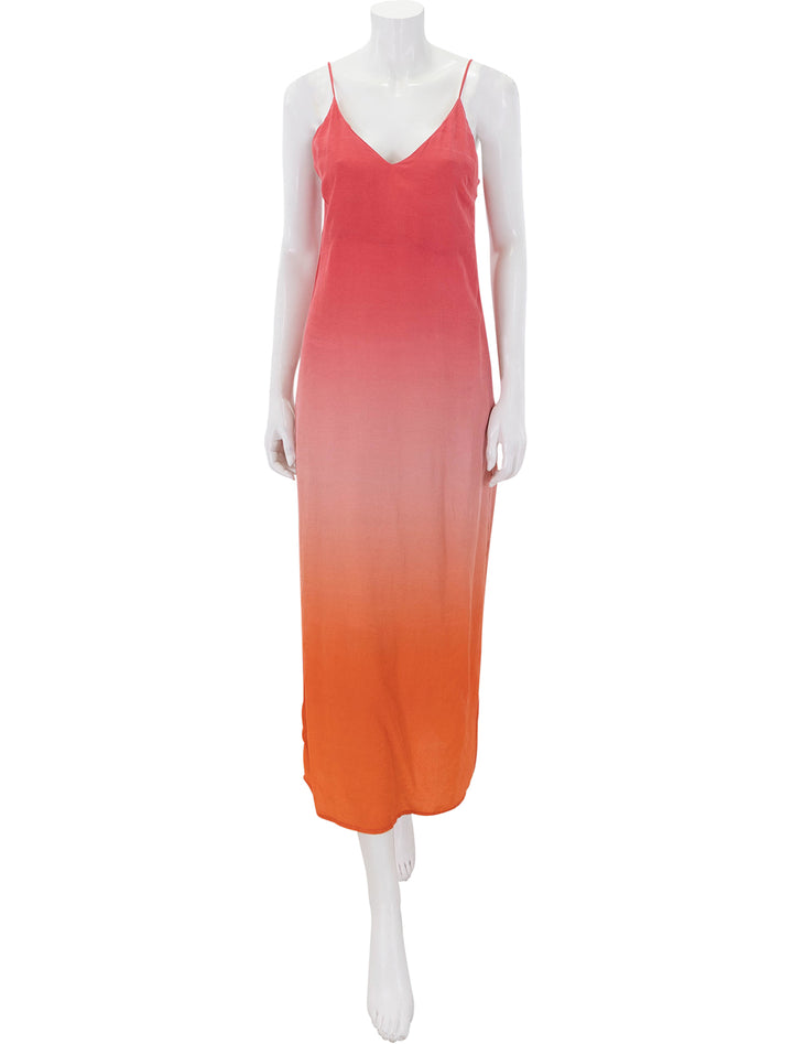 front view of gabrielle slip dress in warm ombre