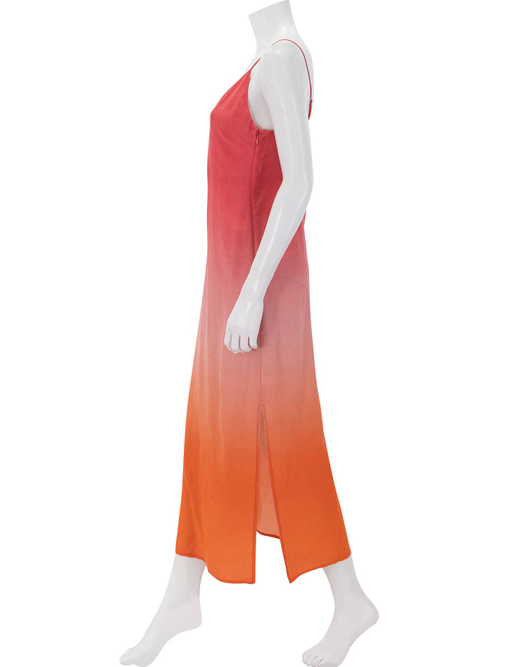 side view of gabrielle slip dress in warm ombre