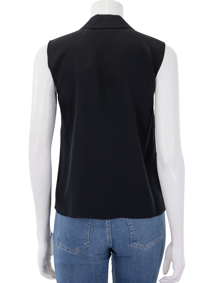 sleeveless camp collar blouse in black