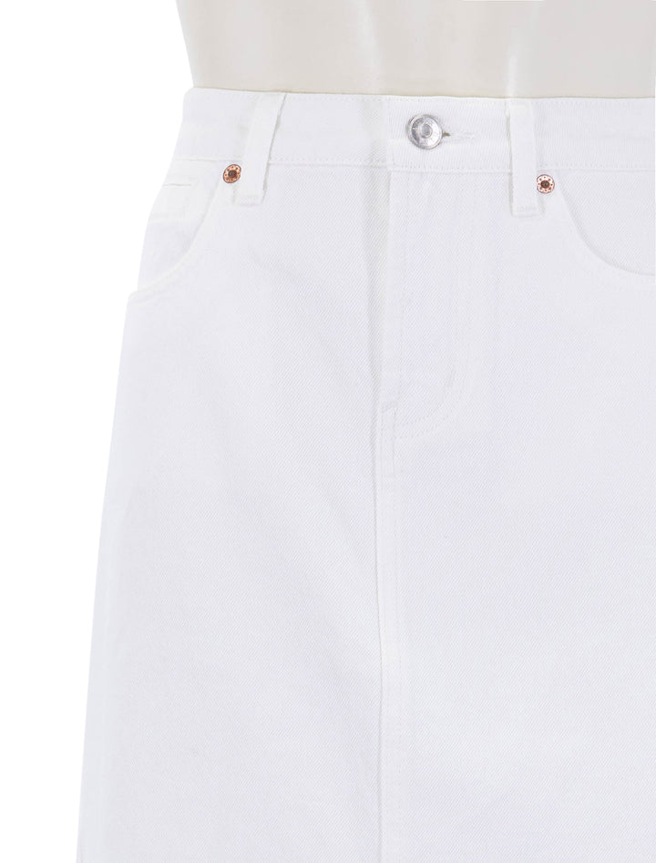 close up view of ruby denim skirt in sea salt