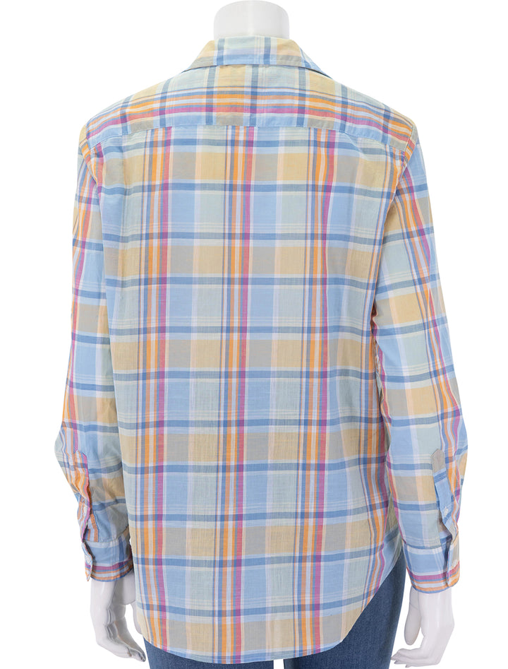 eileen in blue and orange plaid