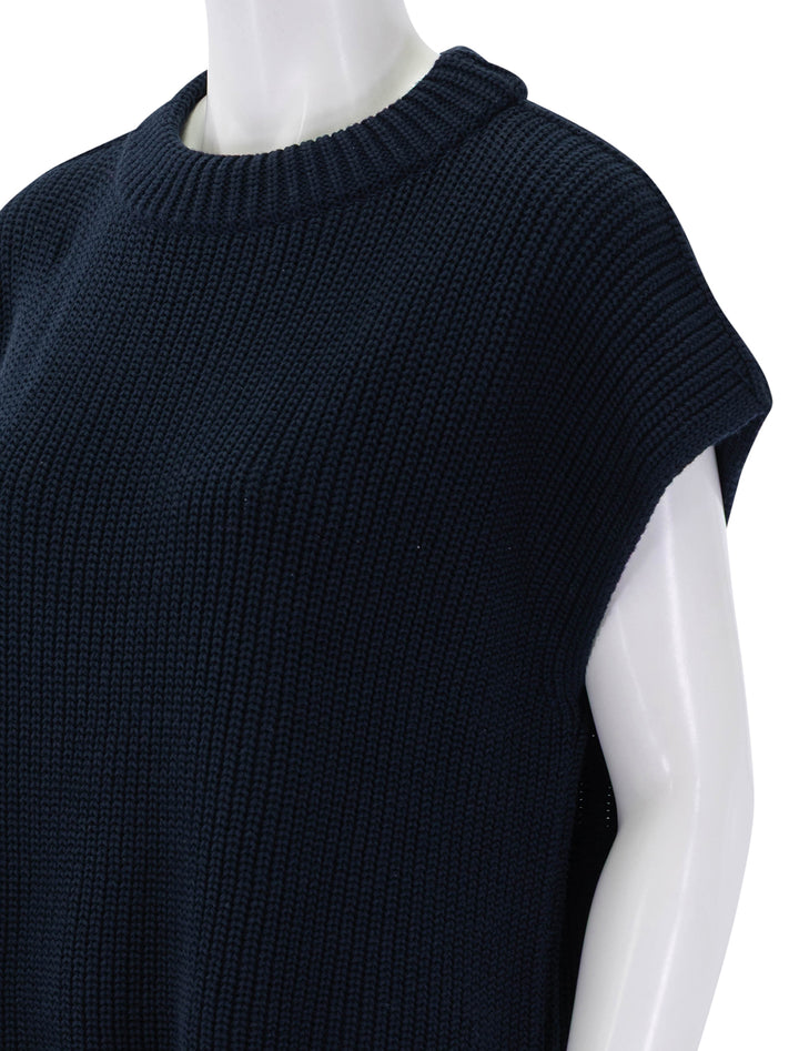 close up view of montecito vest in marine