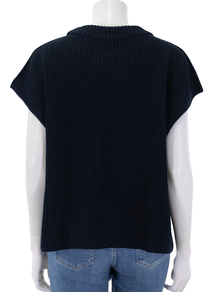 back view of montecito vest in marine