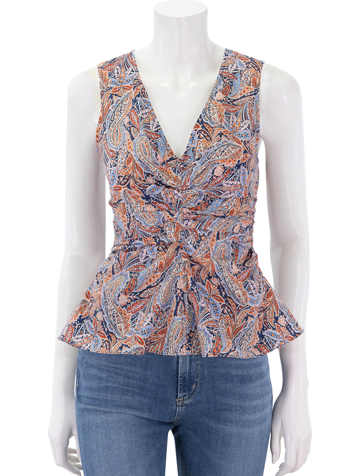 aiden top in navy multi print