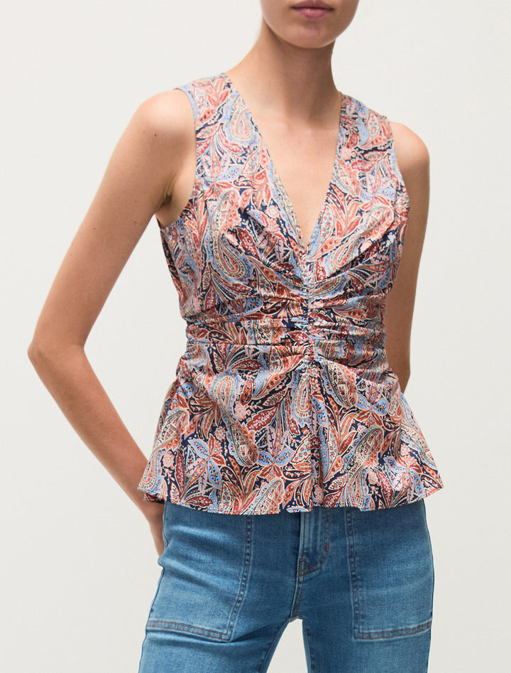 aiden top in navy multi print