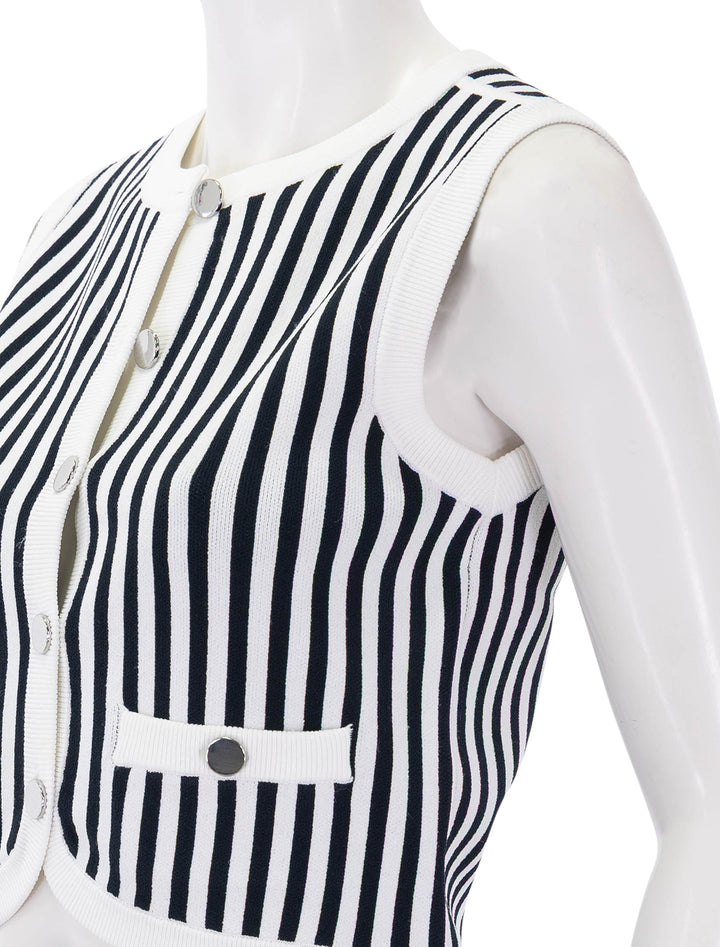 leland vest navy and off-white stripe