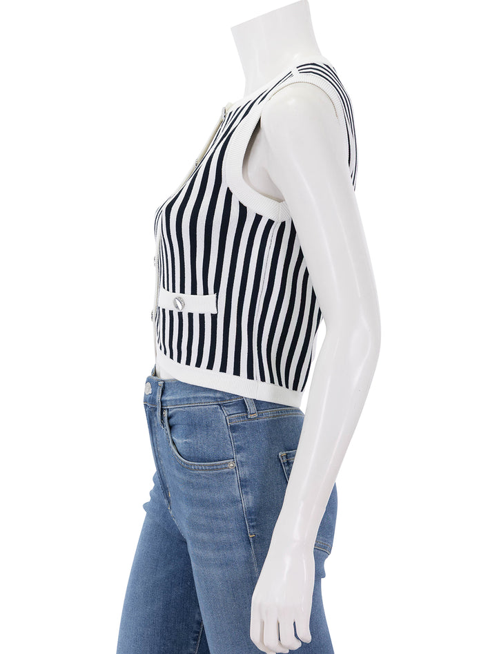 leland vest navy and off-white stripe