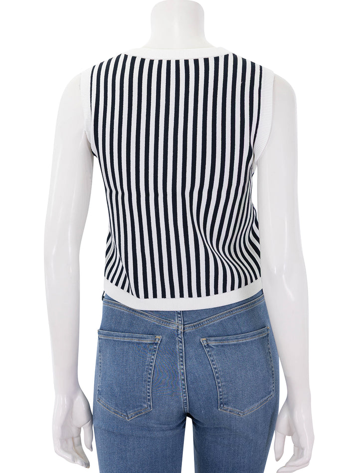 leland vest navy and off-white stripe