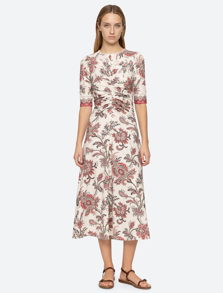 cassandra print ruched dress