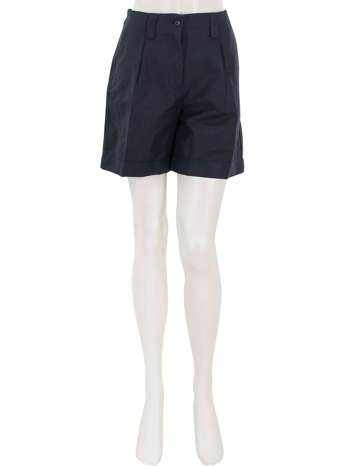 soho short in black linen and cotton blend