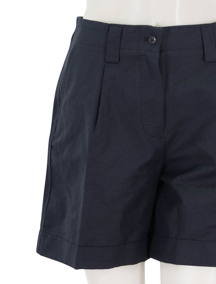soho short in black linen and cotton blend