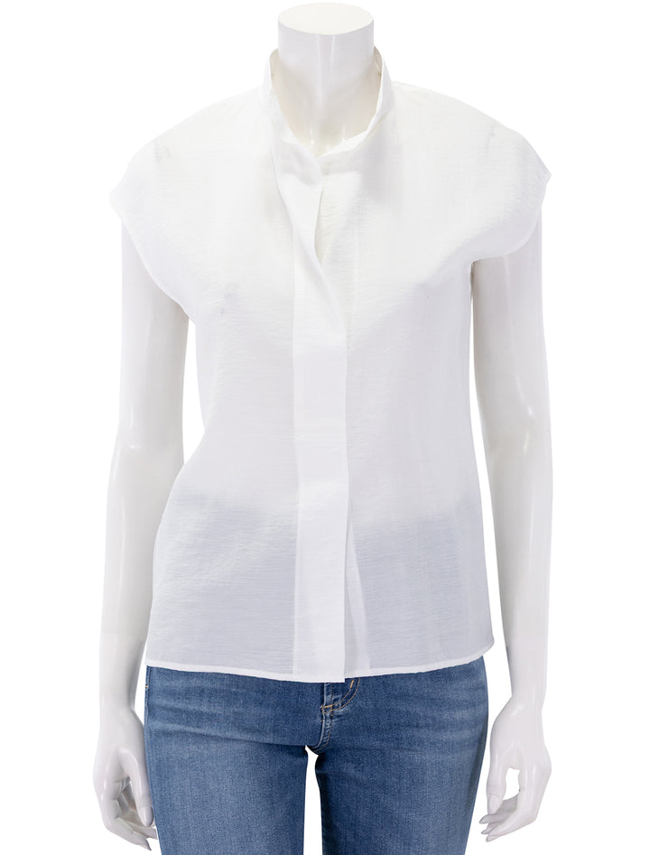 cap sleeve blouse in off white