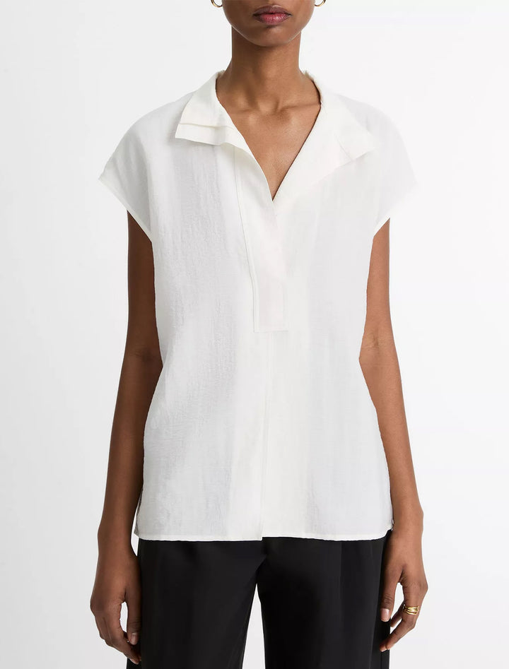 cap sleeve blouse in off white