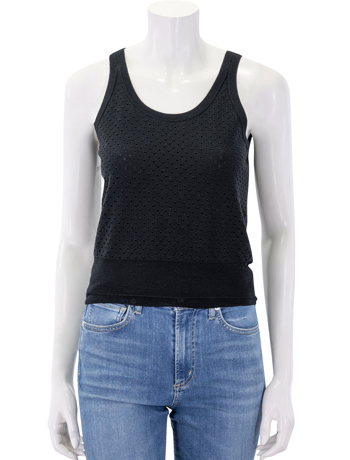 double layer mesh cami in black