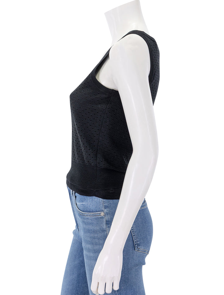 double layer mesh cami in black