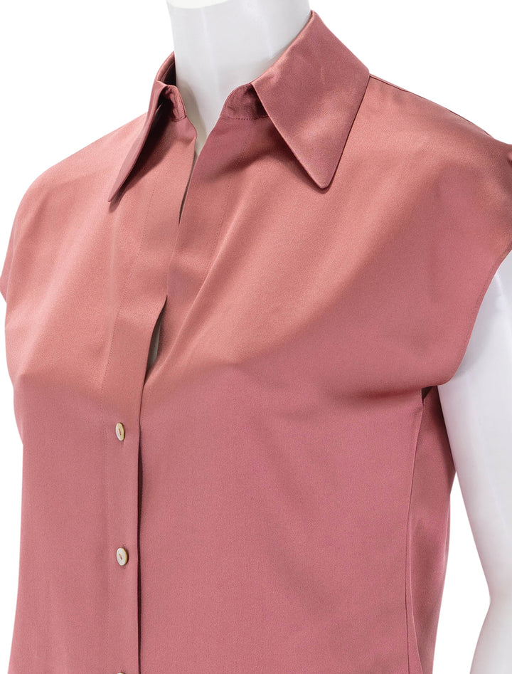 cap sleeve rouched back blouse in peony wood