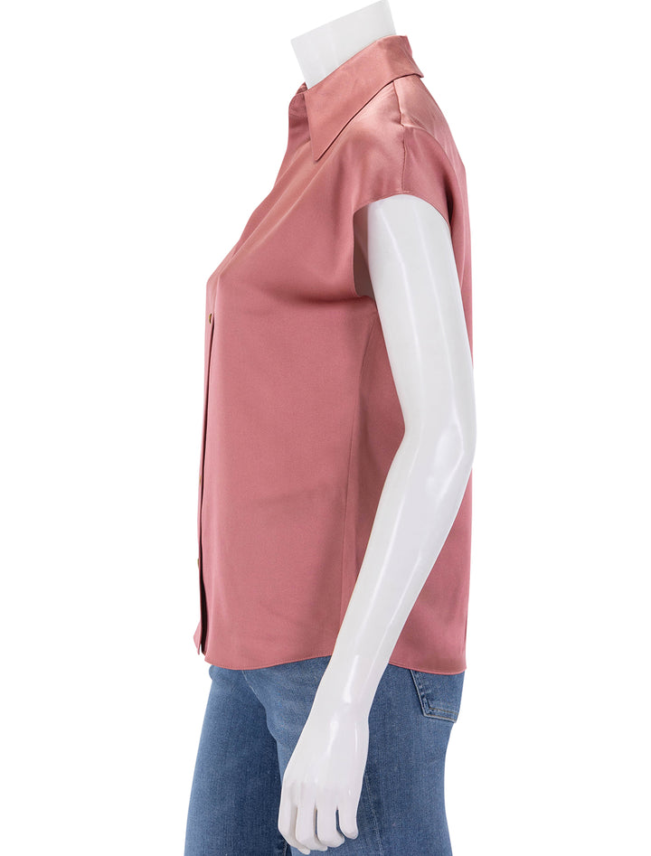 cap sleeve rouched back blouse in peony wood