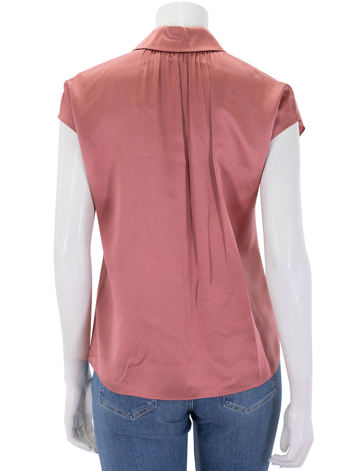 cap sleeve rouched back blouse in peony wood